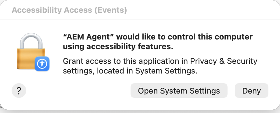The Accessibility Access prompt.